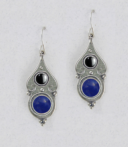 Sterling Silver Lapis Lazuli And Hematite Gemstone Drop Dangle Earrings